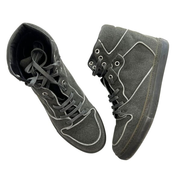 Balenciaga Flocked Goatskin High-Top Sneakers in Gris Elephant - Picture 1 of 10